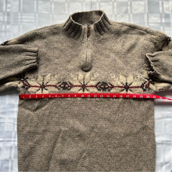 Eddie Bauer Brown Lambswool Knit Sweater with Nordic Pattern - Picture 5 of 10